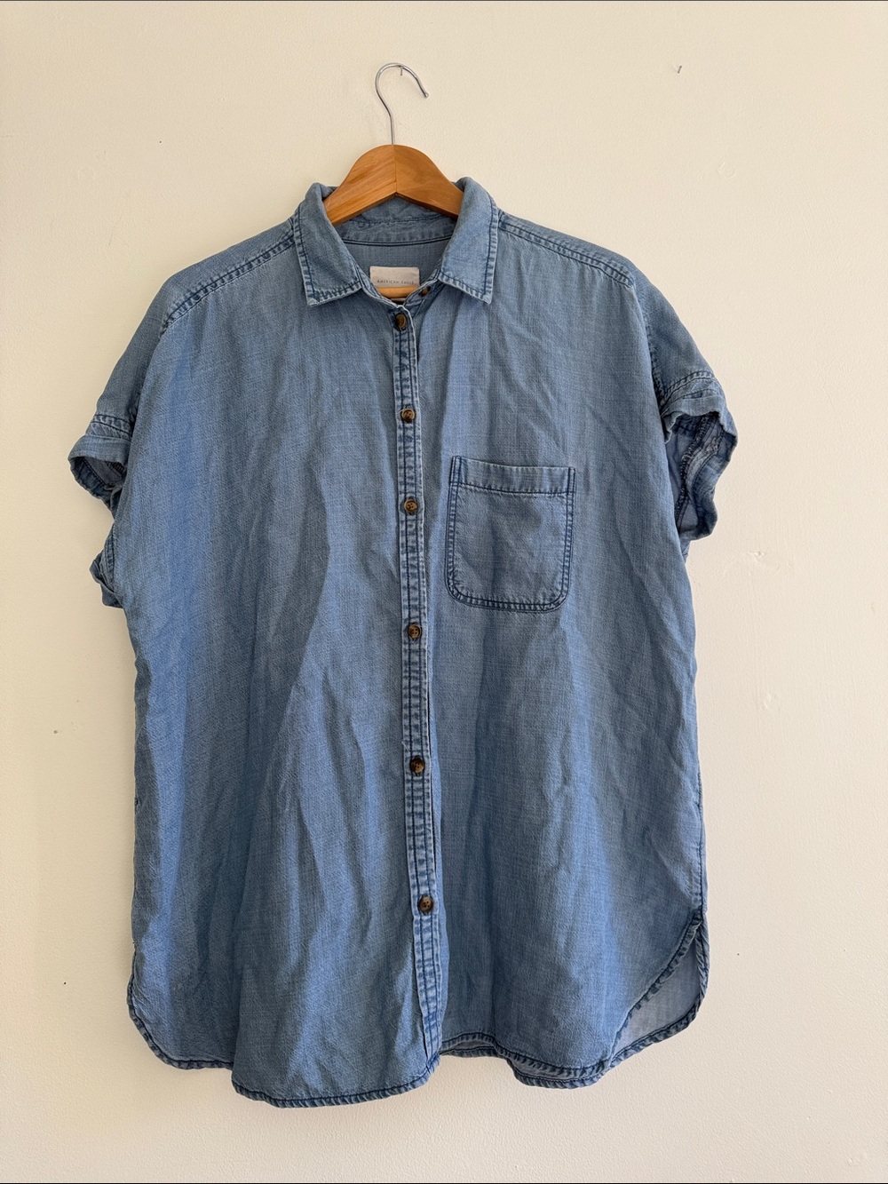 Light Blue Denim Short-Sleeve Shirt